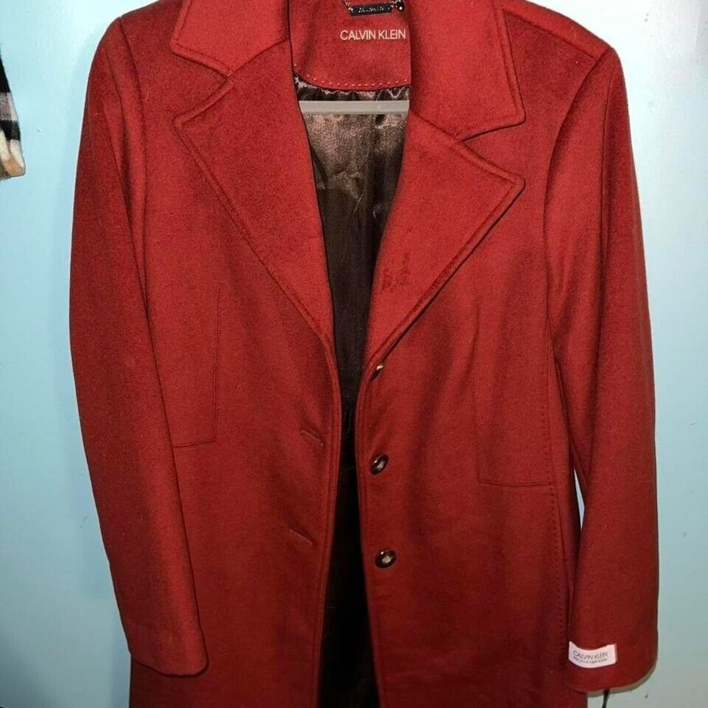 Calvin Klein Winter Long Coat - Orange - Size 8